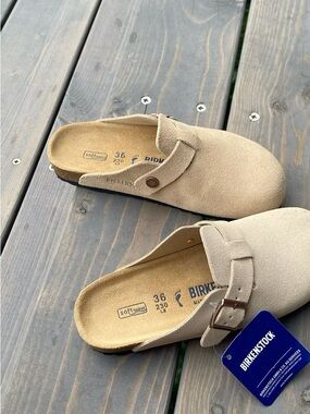 Birkenstock Size 6-7-8-9 Khaki Suede Clog Mules
